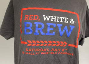 Red, White & Brew The Mall At Fairfield Commons T-Shirt, Large