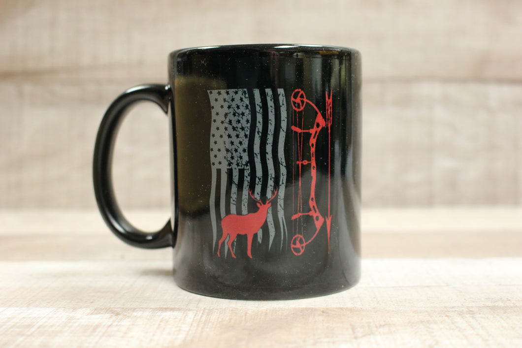 Hunting Deer Woods Flag Bow & Arrow Coffee Cup Mug - New