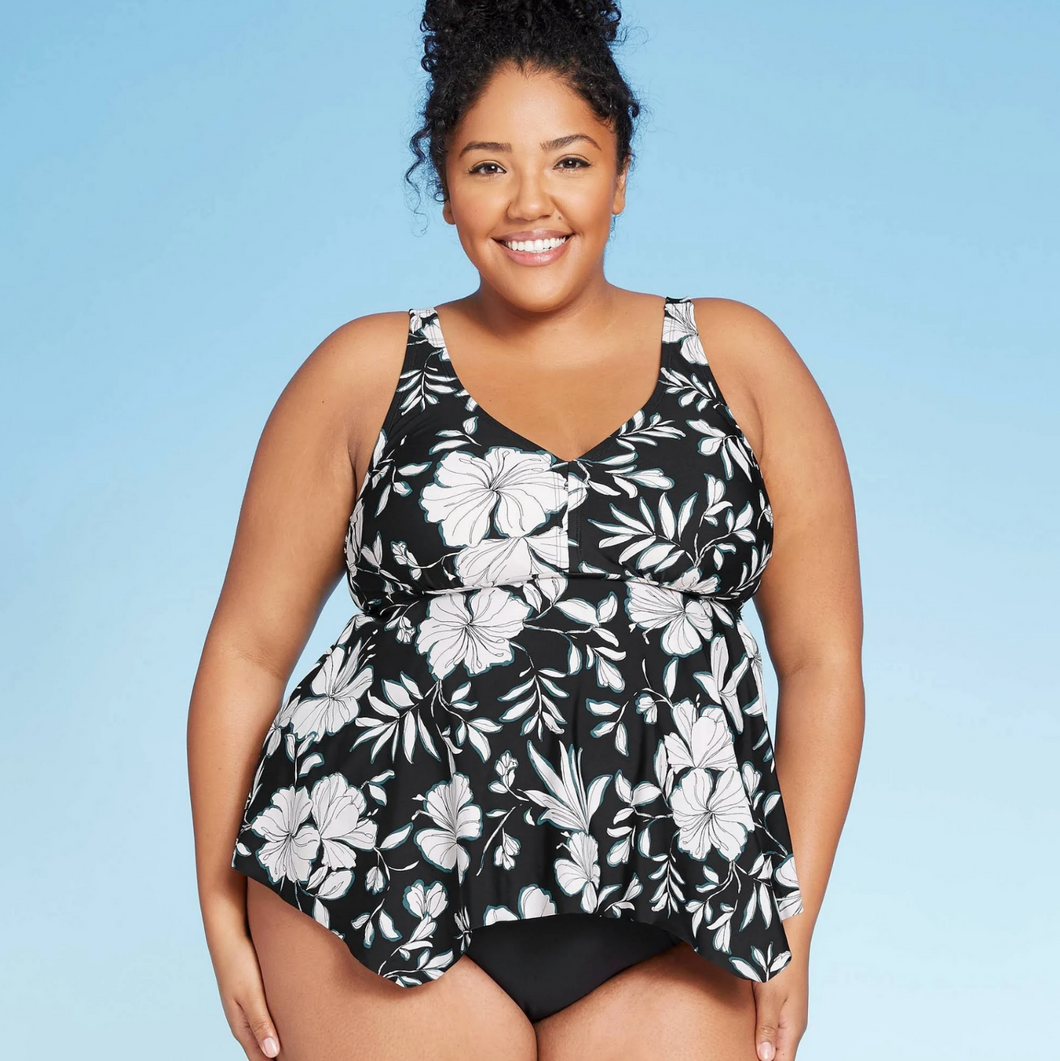 Kona Sol Over The Shoulder Tankini Top - Size: 16W - Black - New – Military  Steals and Surplus