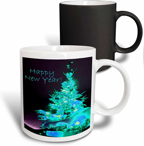 Pretty Christmas Tree Happy New Year Magic Transforming Mug - 11 oz - New