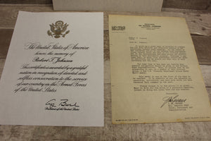 WWII Military Collectible Lot With Documents Photographs Medal -Used