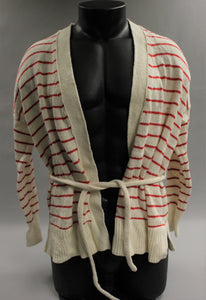 Women's Who What Wear Cardigan Red and White Striped Long Sleeve Wrap XS