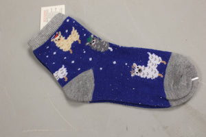 Children's Christmas Llama Socks Size 7-8.5 -Blue -New