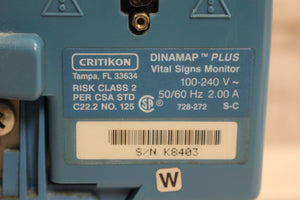 J&J Critikon Dinamap Plus 9710 Medical Patient Monitoring with Printer