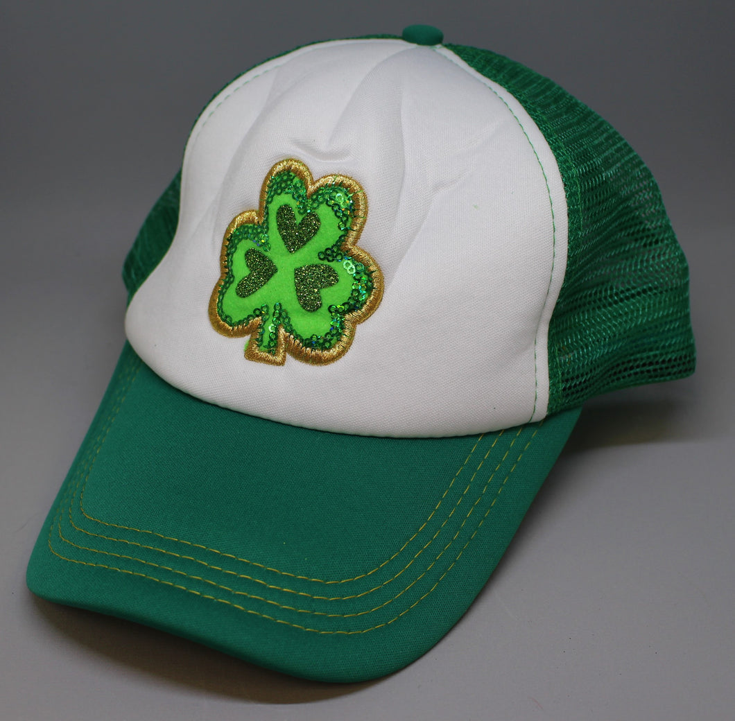 Spritz Green Shamrock Trucker Hat - Saint Patrick's Day - Lucky Clover - Adjustable - New