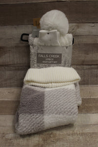 Falls Creek 3-Piece Knit Gift Set Scarf Hat And Gloves -New