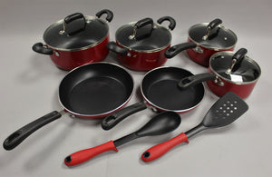 Cook N Home 12 Piece Nonstick Cookware Set - Marble Red - New