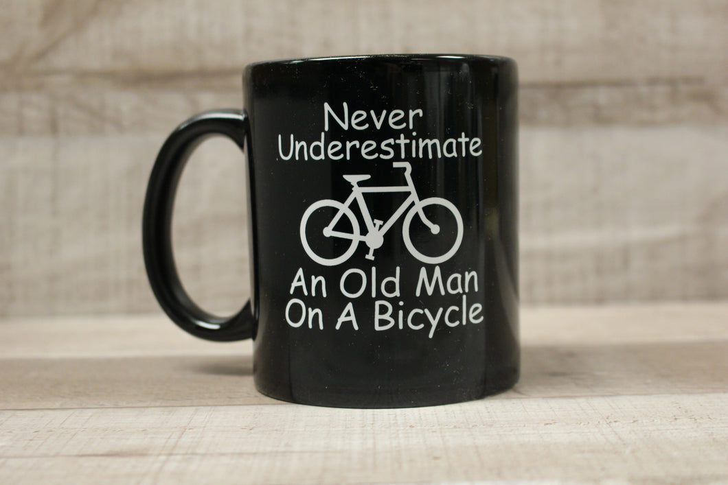 Never Underestimate An Old Man On A Bicycle Coffee Mug Cup -New