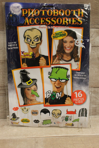 Halloween Photo Booth Accessories - 16 Pieces - New