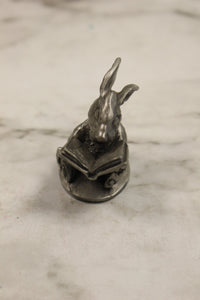 Hasper Hudson Pewter Rabbit With Book Miniature Figurine -Pewter -Used