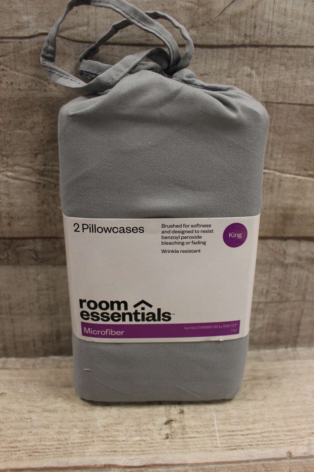 Room Essentials King Size 2-Pack Of Pillowcases -Grey -New