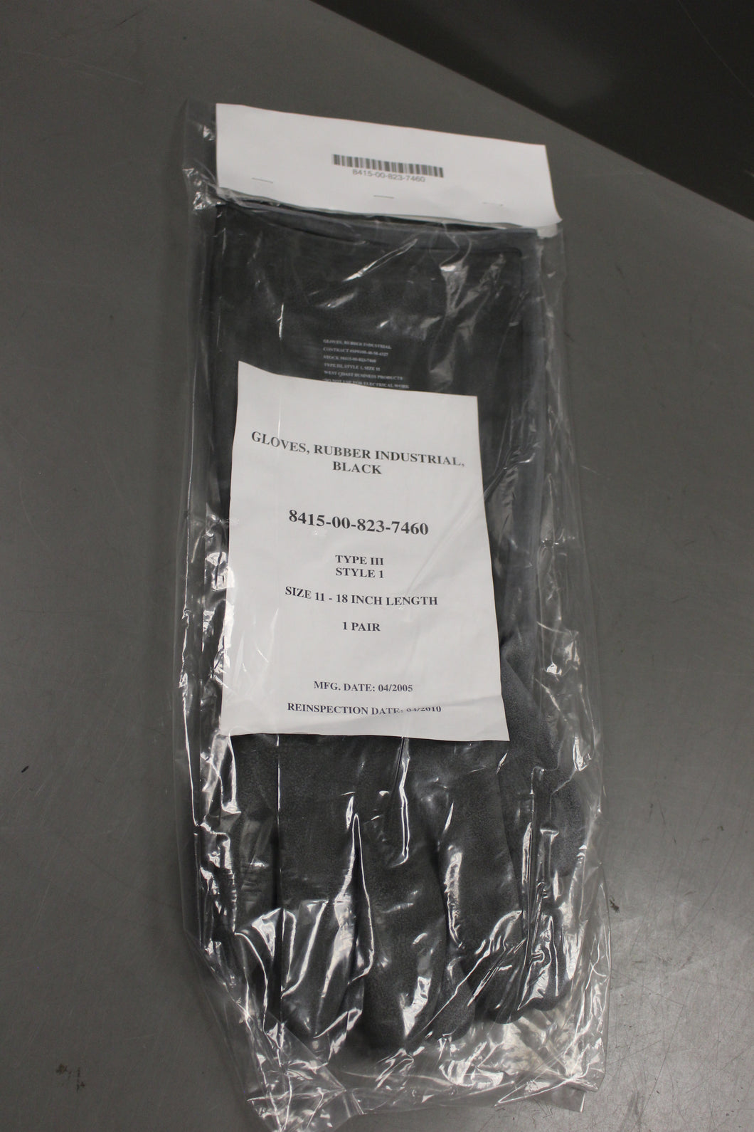 US Military Industrial Rubber Gloves, 8415-00-823-7460 Size: 11, Type 3, New!