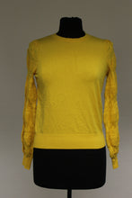 Load image into Gallery viewer, Women&#39;s Pointelle Crewneck Pullover Sweater - Yellow - XS - New