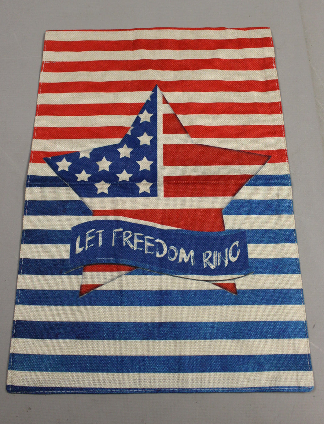 Let Freedom Ring Double Sided Burlap Lawn Flag -New