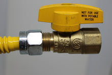 Load image into Gallery viewer, 3/8&quot; ID ProCoat SS Gas Connector with 1/2&quot; MIP (3/8&quot; FIP Tap) x 1/2&quot; FIP Gas Ball Valve (24&quot; Length), NEW!