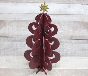 Wooden Decorative Tree - Maroon -New