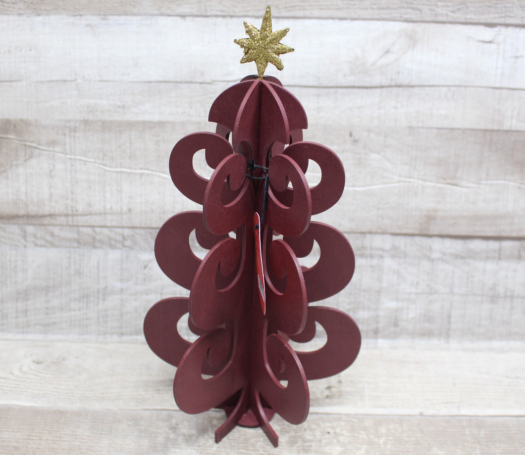 Wooden Decorative Tree - Maroon -New