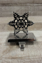 Load image into Gallery viewer, Heavy Metal Snowflake Mantle Christmas Stocking Hanger -Silver -Used
