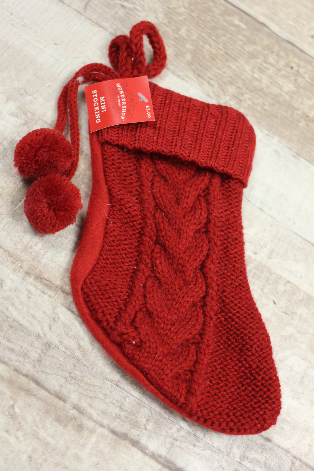 Wondershop By Target Knitted Style Mini Holiday Stocking -Red -New