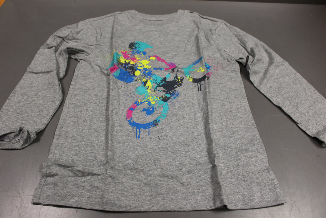 The Children's Place Long Sleeve Gray Girls Biker Shirt, Small (5/6), New