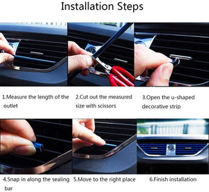 10 Pcs PVC Car Air Conditioner Vent Outlet Trim Strip Accessorie - Red - New