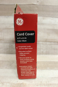 GE 6 Foot Electric Cord Cover For Work Office Area - Black - New - Damaged Box
