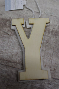 Wondershop By Target White Wooden Threaded Design "Y" Initial Ornament -New