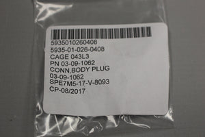 Electrical Plug Connector Body, 5935-01-026-0408, 03-09-1062, New