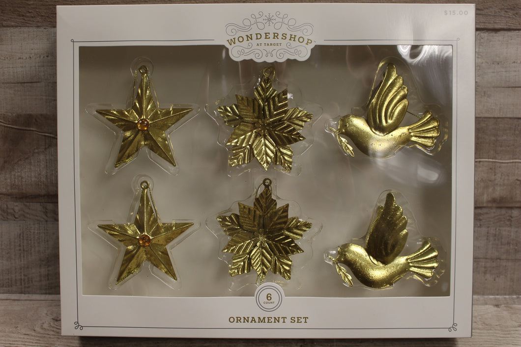 Wondershop By Target Golden Ornament Set Of 6 -New