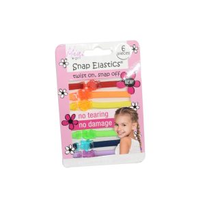 Mia Snap Elastics Rainbow Ponytail Hair Ties ‘Snap’ - 6 Pieces - Rainbow - New