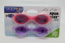 Load image into Gallery viewer, Dolfino Dive Gear Aqua Flex Goggles, 2 Pack (Blue Green &amp; Pink), Youth 7+, New