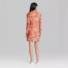 Load image into Gallery viewer, Wild Fable Women&#39;s Long Sleeve Button-Front Mesh Dress - Orange Tie Dye - Small