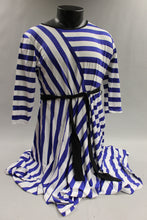 Load image into Gallery viewer, Meaneor Women&#39;s O-Neck 3/4 Sleeve Belted Striped Dress Size XL -Blue/White -New