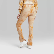 Load image into Gallery viewer, Wild Fable Women&#39;s High-Rise Waffle Flare Pants - Large - Brown Tie-Dye - New