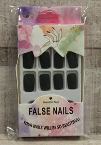 Obmyec Square Fake Press On Nails - Black Matt - 24 Pcs - For Women & Girls -New