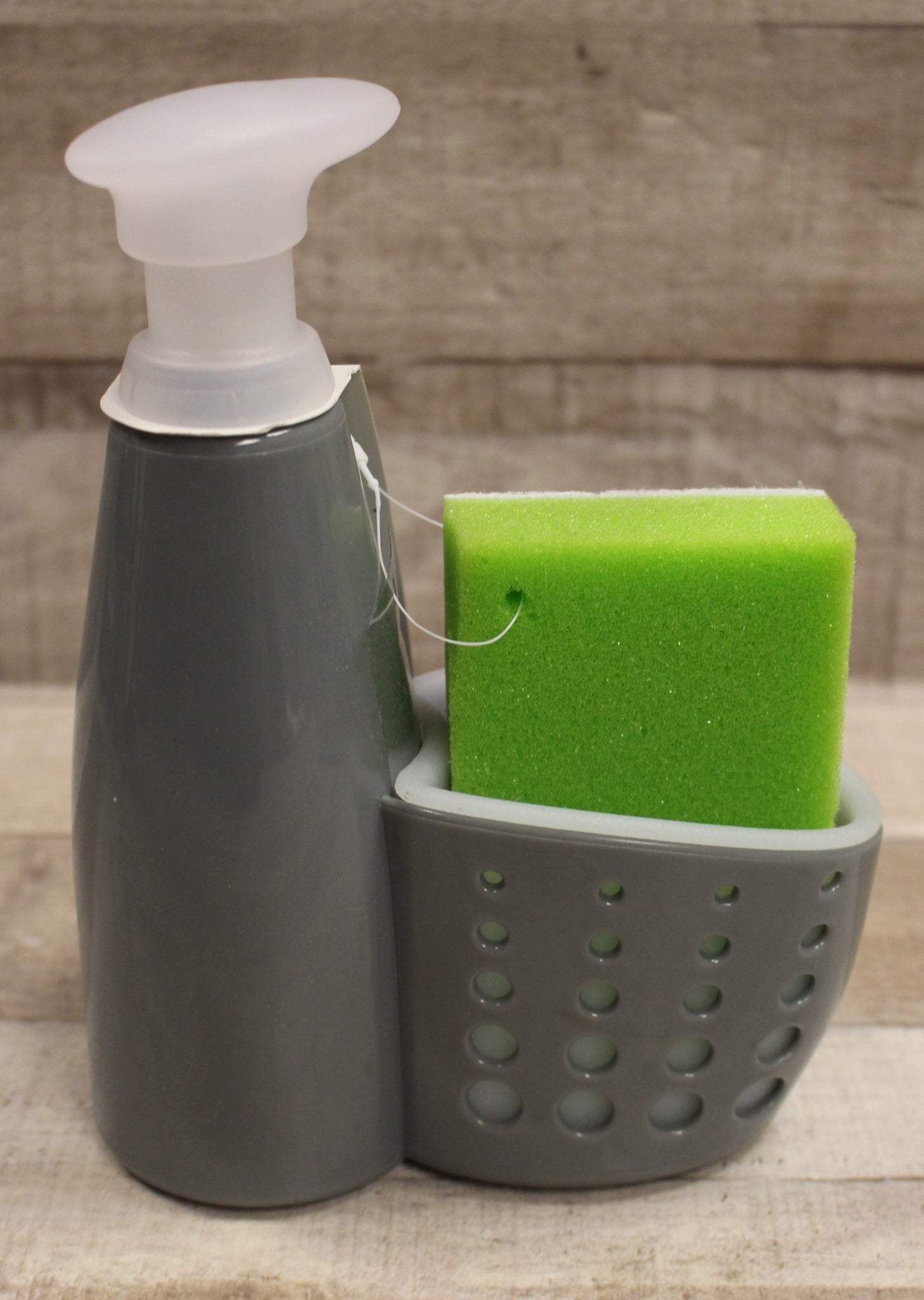 mDesign Plastic Kitchen Soap Dispenser Pump/Sponge Holder Caddy