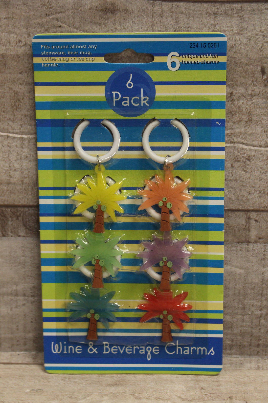 Wine and Beverage Palm Tree Charms 6-Pack -New