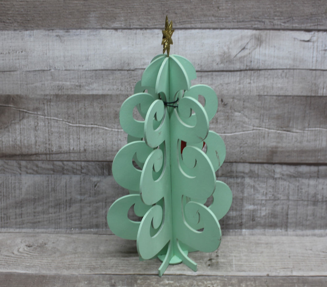 Miniature Wooden Tree Décor -Green -New