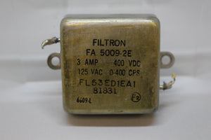 Filtron Capacitor - FA5009-2E - 3 AMP - 400 VDV - 125 VAC - 0-400 CPS - Used