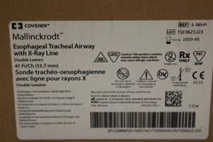 Covidien Mallinckrodt Esophageal Tracheal Airway with X-Ray Line - 5-18541 - New Expired