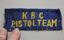 Load image into Gallery viewer, KBC Pistol Team Patch - Blue - Sew On - 4.25&quot; x 1.5&quot; - Used