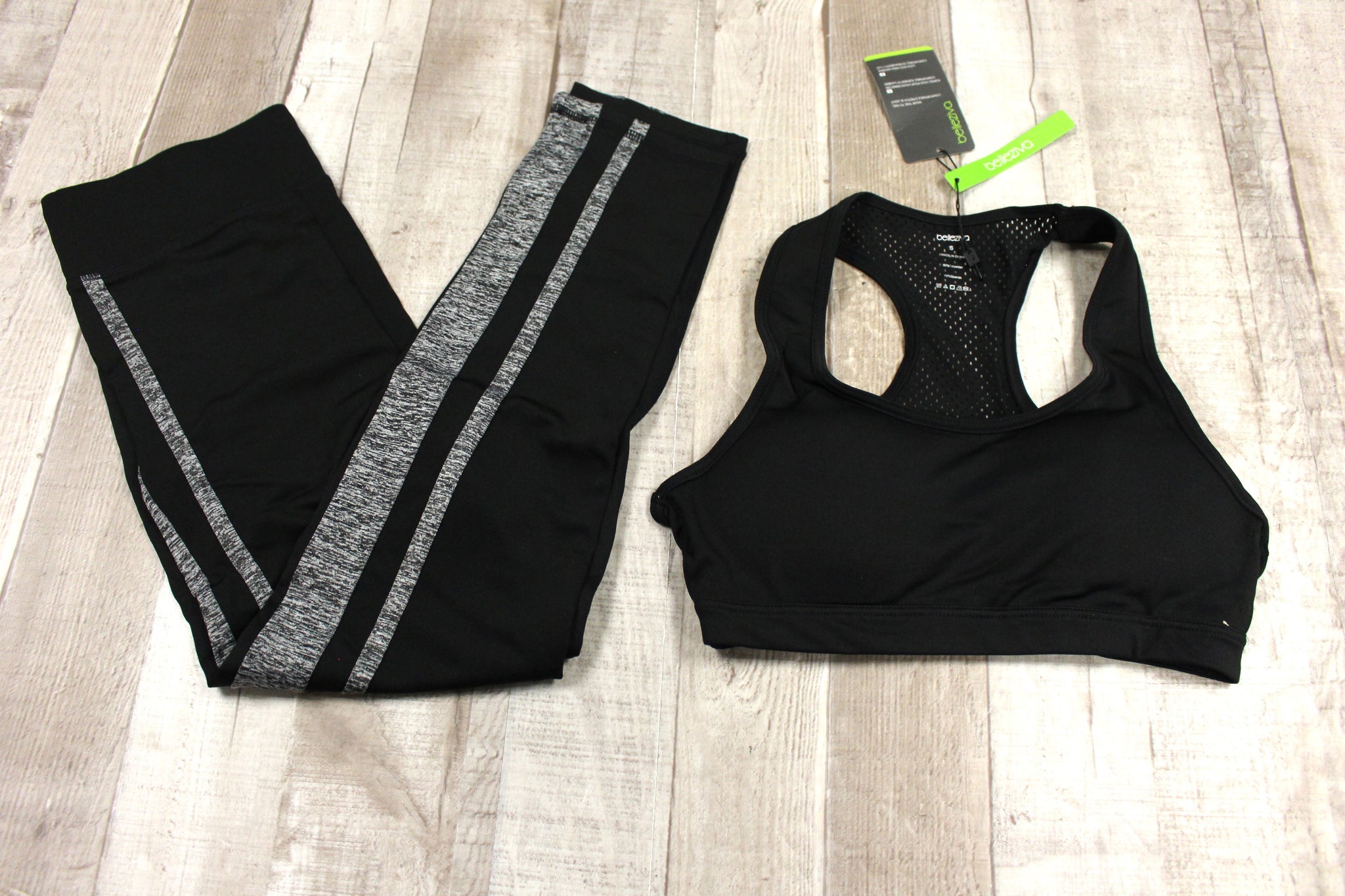 Belleziva Leggings & Bra Workout Set - Yoga, Exercise, Fitness - Size: –  Military Steals and Surplus
