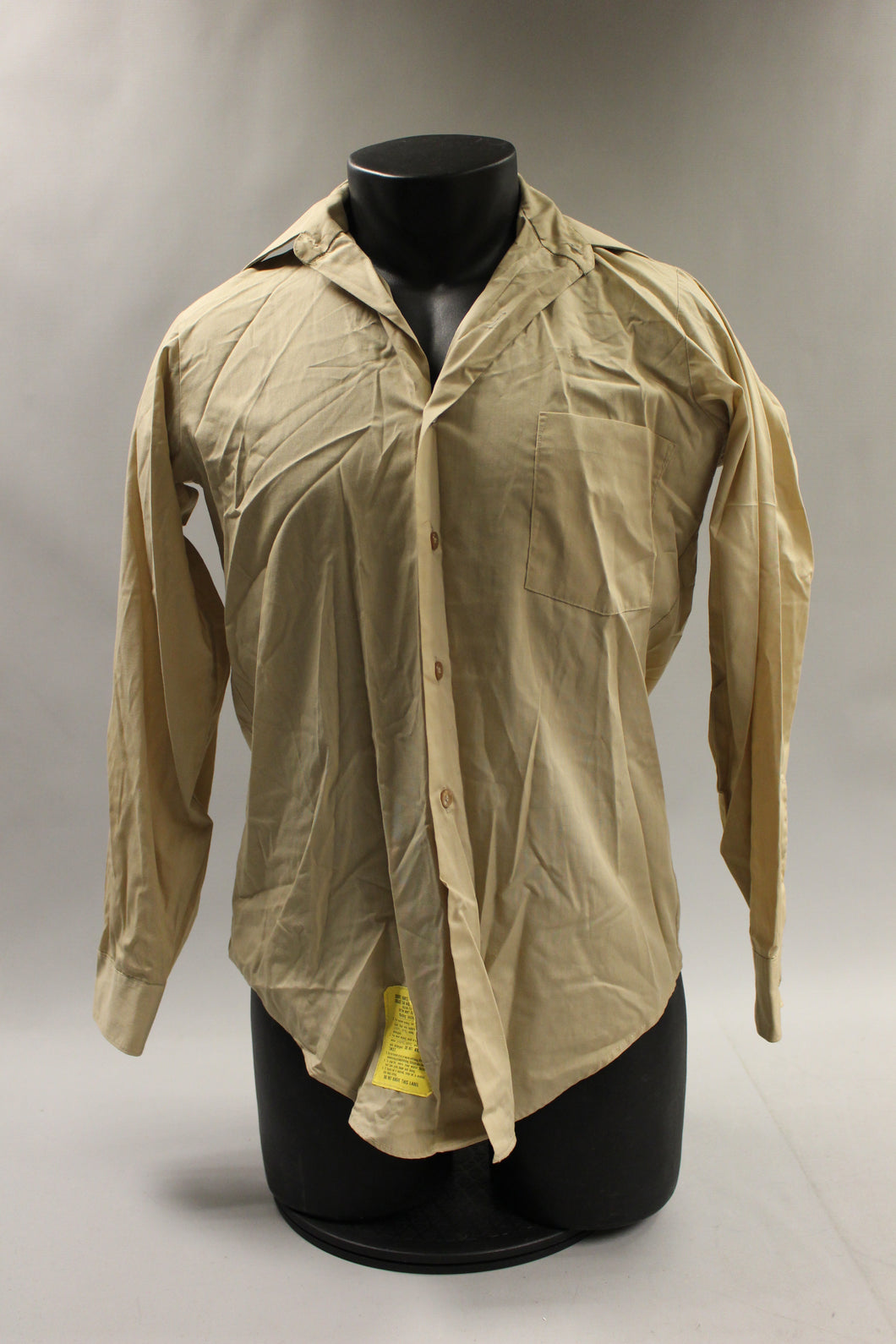 US Army Vietnam Era Long Sleeve Cotton / Poly Shirt - Tan 446 - 14.5x32