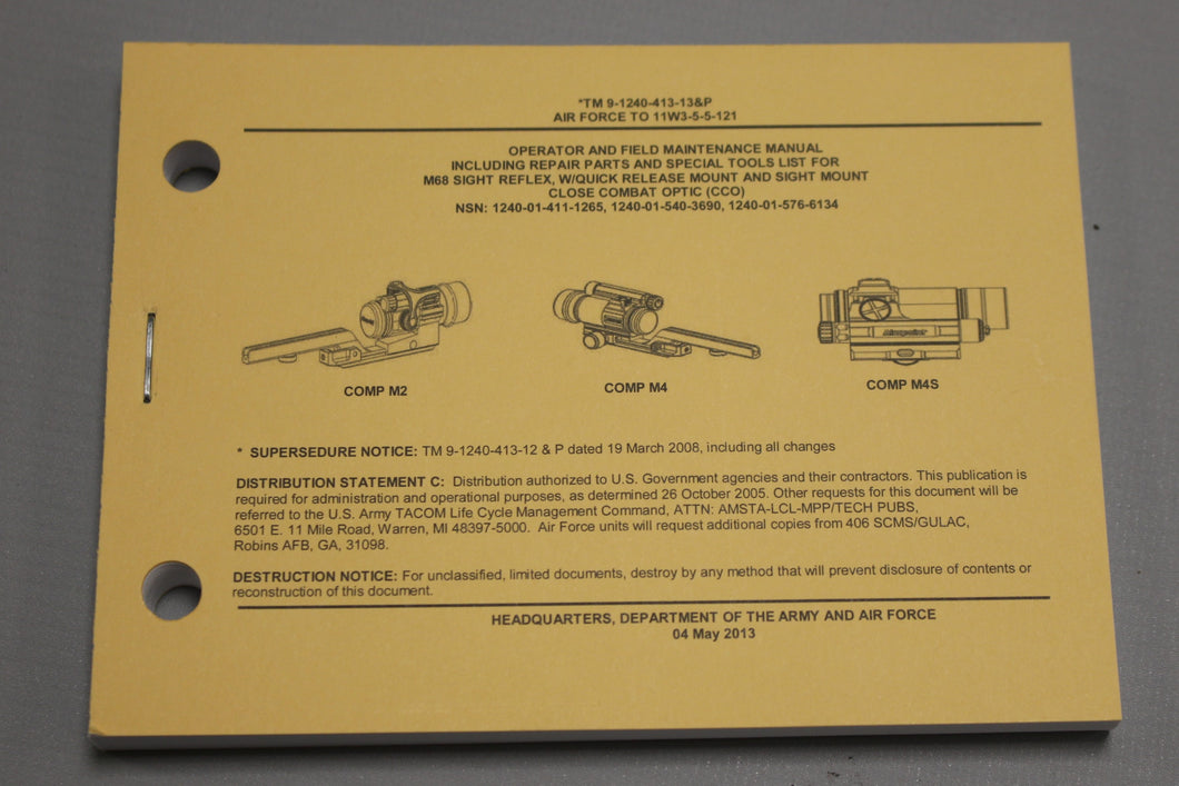 Manual for M68 Sight Reflex with Quick Release Mount & Signt Mount Close Combat Optic
