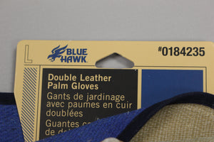 Blue Hawk Large Male Polyester Leather Palm Work Gloves, #0184235, New