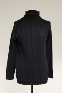 Amazon Essentials Women's Fisherman Cable Turtleneck Sweater, Black, Small, New
