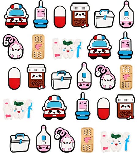 27 PC Medical Syringe Stethoscope Cute PVC Clog Charms for Shoes & Bracelets