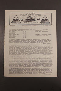 US Army Armor Center Daily Bulletin Official Notices, Year: 1969