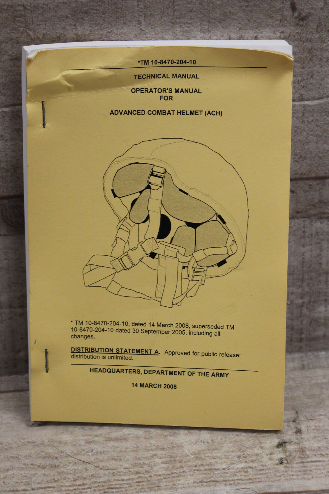 Department Of The Army Technical Operators Manual For ACH Manual - Used
