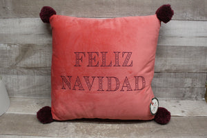 Feliz Navidad Pink Pillow Décor -New